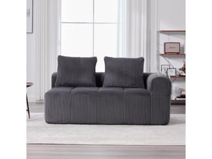 Canapé 2 places corda, gris, sans montage, coussins doux, poche latérale, porte-gobelet intégré