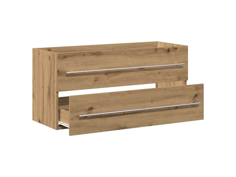  Meuble sous-vasque salle de bain en chêne massif 100x38.5x48cm bois d'ingénierie  - Conforama E