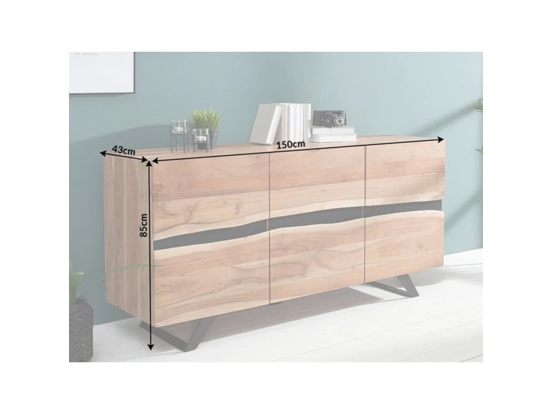  Buffet orkan 150 cm en bois massif d'acacia verni – 3 portes et 6 niches  - Conforama C