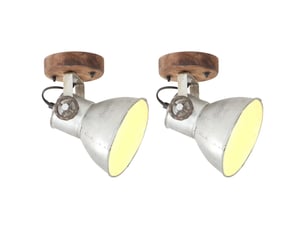 Lot de 2 lampes murales industrielles plafonnier design vintage 20 x 25 cm en fer argenté 02_0046641