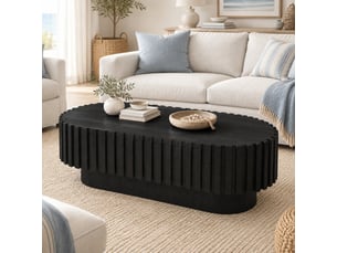 Table basse ovale coloris noir <strong>MEULVA</strong> <strong></strong> - 50 cmx100 cm