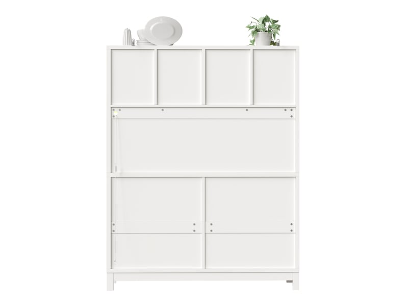  Buffet de rangement - buffet haut 140 x 38,5 x 180 cm, ports usb et usb-c, éclairage led, 140 x 38.5 x 180 cm, blanc  - Conforama A