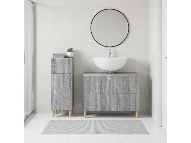  Ensemble de 2 meubles de salle de bain delft sonoma gris cf63127  - Conforama B