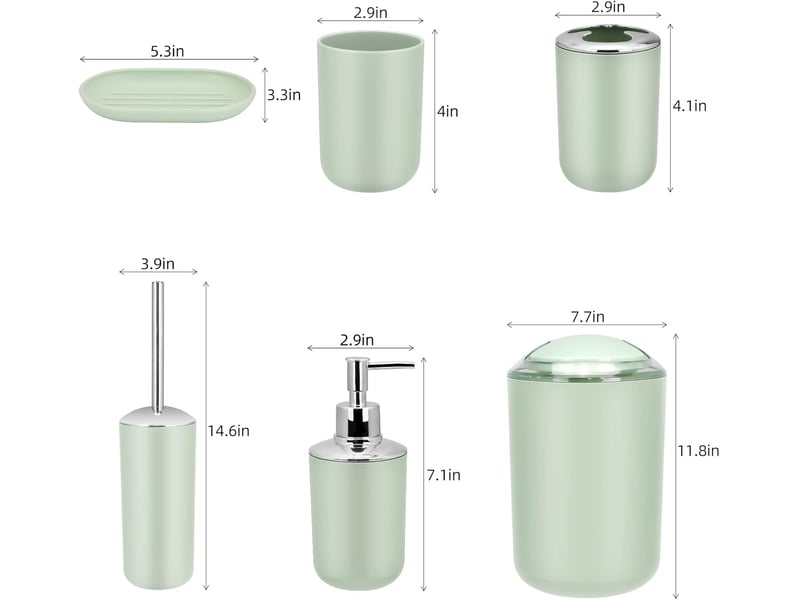 Ensemble d'accessoires de salle de bain 6 pièces vert - Conforama B