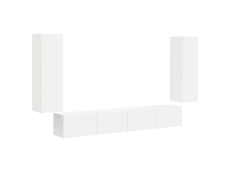  Ensemble de meuble tv - banc tv - meuble de rangement mural 4 pcs blanc bois d'ingénierie  - Conforama A