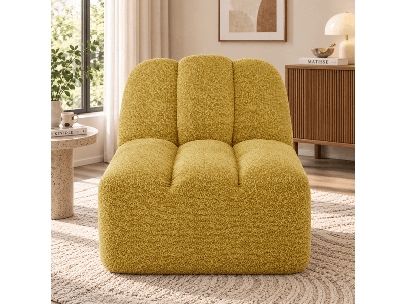  Canapé sans accoudoirs brravo en tissu bouclé jaune, assise moelleuse  - Conforama B