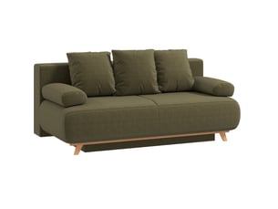 Canapé droit convertible MAISENTIEL 3 places Velours côtelé vert avec coffre de rangement