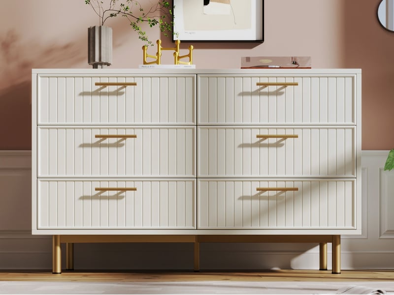 Buffet à 6 tiroirs, 75 x 120 x 40 cm, commode meuble de rangement  - Conforama B