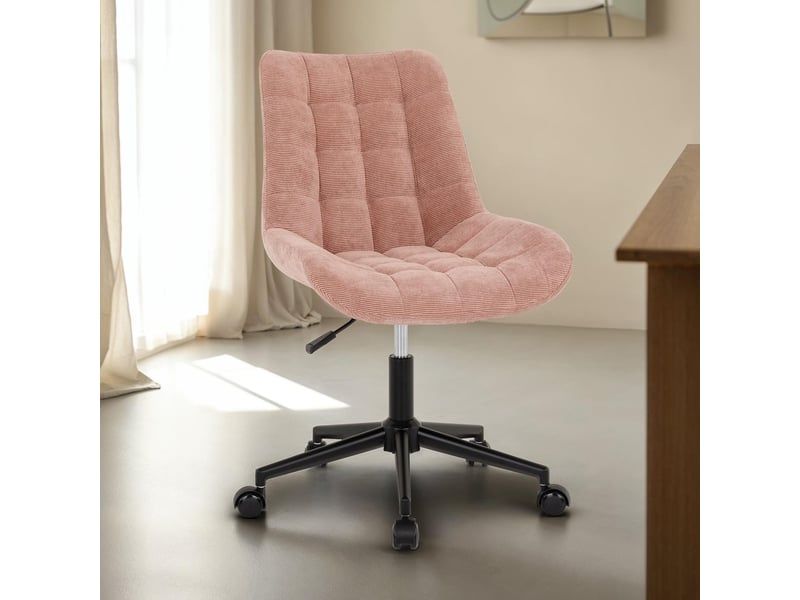 Chaise de bureau vasilo en velours côtelé - rose - Conforama B