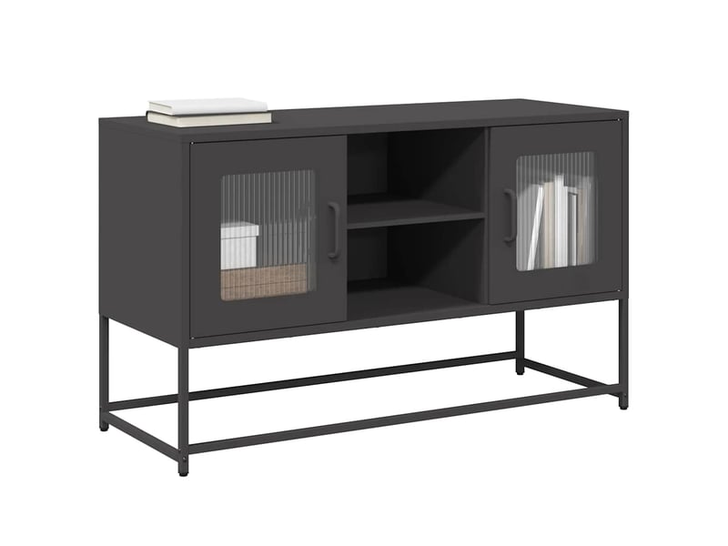  Meuble tv - banc tv - meuble de rangement noir 100,5x39x60,5 cm acier  - Conforama B