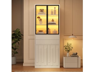 Vitrine coloris blanc 7 étagère(s) <strong>MODFU</strong> <strong></strong> - 70 cmx180 cm