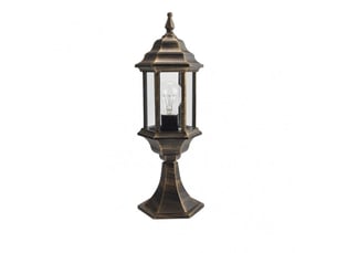 Lanterne de muret extérieur fabrilamp pollux noir et or, 1 x e27, ip44, 48,5 x 17 x 17 cm