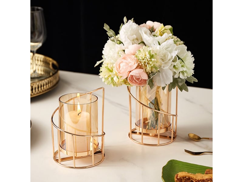  Bougeoir en métal decoration de table or 11x20.5cm  - Conforama D
