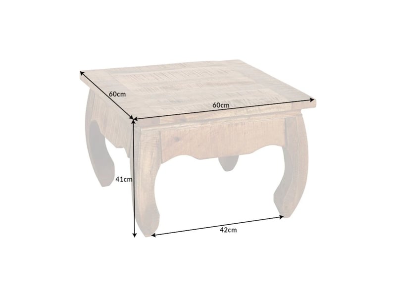  Table basse lunara bois massif de manguier pieds arqués – table carrée design classique naturel  - Conforama C