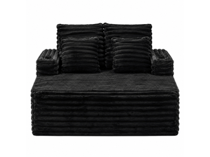Chaise longue convertible 2 places en fausse fourrure, fauteuil nuage avec porte-gobelets