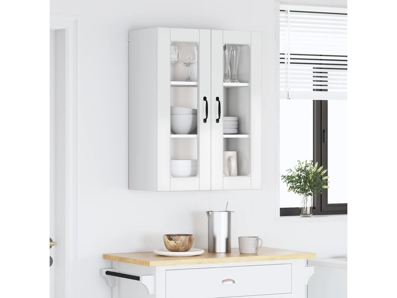  Meuble mural de cuisine, cabinet en verre mural blanc brillant 60x31x80cm shl7404  - Conforama D