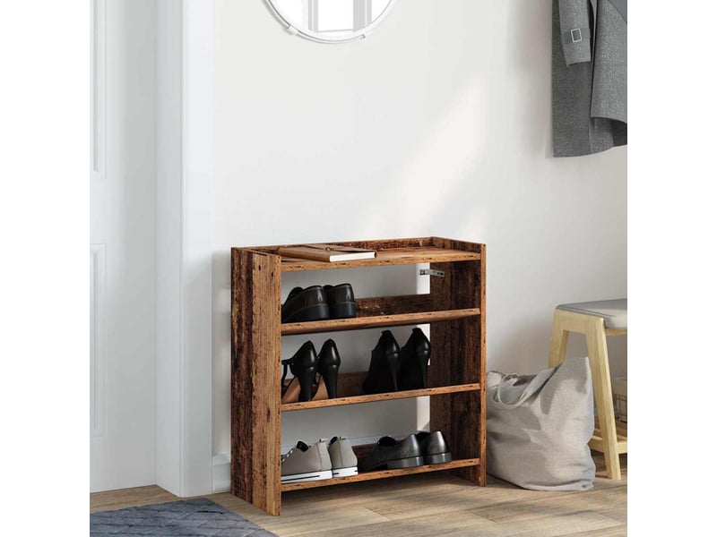  Meuble à chaussures, étagère à chaussures vieux bois 60x25x62 cm bois d'ingénierie  - Conforama C