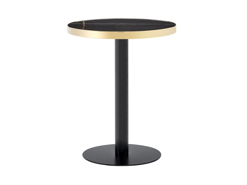  Table d'appoint ronde 60x73,7 cm effet marbre mdf métal noire et dorée  - Conforama A