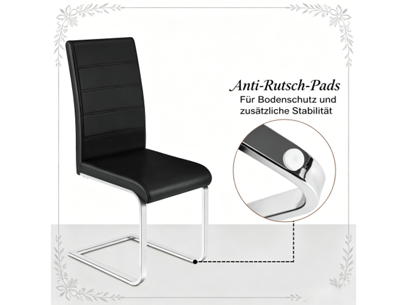  Chaise cantilever confortable – dossier haut – idéale pour salle à manger, bureau ou conférence – lot de 2  - Conforama E