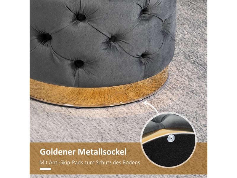  Tabouret vintage, tabouret, tabouret coffre, repose-pieds avec espace de rangement, tabouret rembourré, métal, mousse, gris anthracite, 55 x 55 x 42 838-019CG - Conforama E