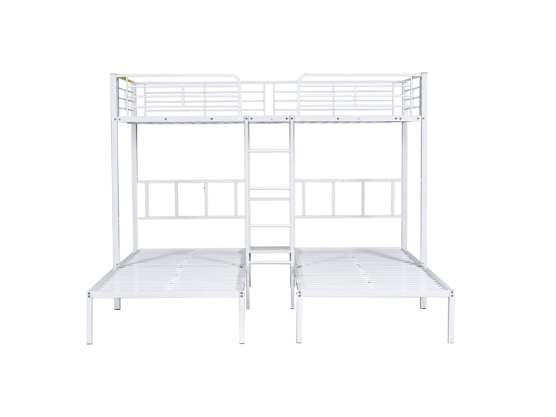  Lit superposé blanc avec rangement et échelle, lits 90x200 cm  - Conforama A