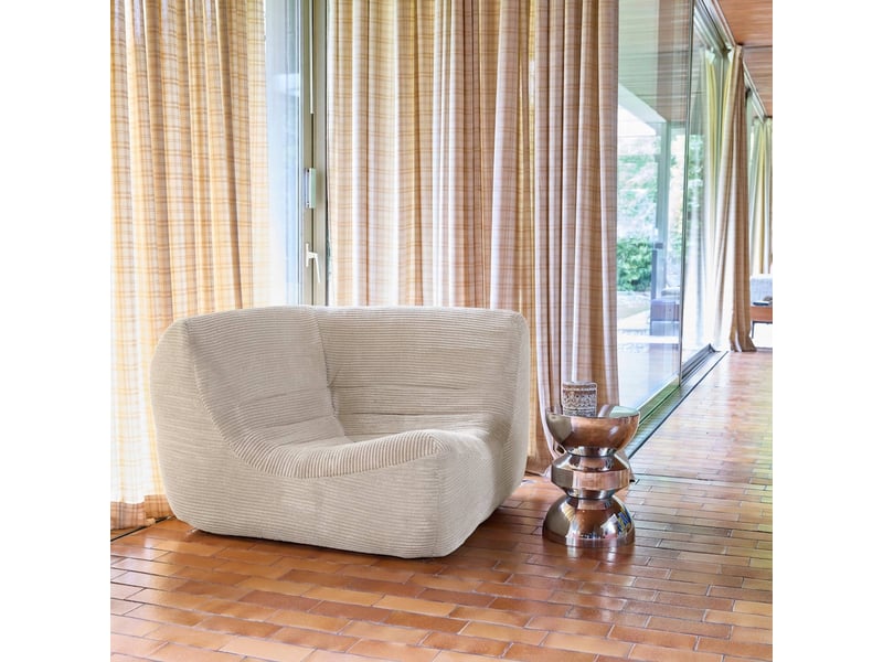 Chauffeuse d'angle velours côtelé 1 place crème - sokol  - Conforama B