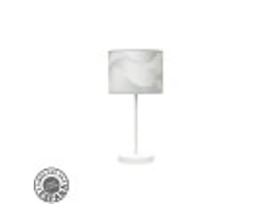Fabrilamp moda lampe à poser blanc gris, abat-jour textile motif vagues grises, 1 x e14, 42 cm