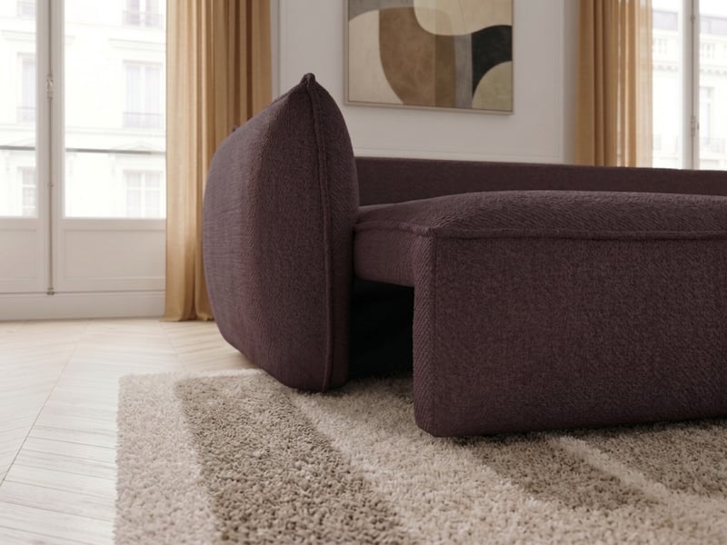  Bobochic canapé droit convertible 3 places esmee tissu chenille violet ESMEE - Conforama D