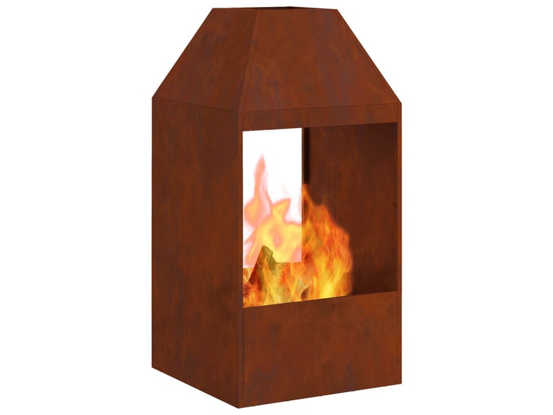 Brasero exterieur, foyer camping rouillé 50x50x100 cm acier patiné shl95426 - Conforama C