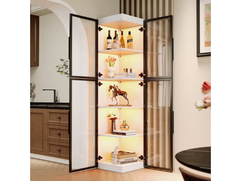 Vitrine bibliothèque avec portes vitrées - armoire de rangement bureau, mdf et verre, 160x40x80 cm - couleur bois