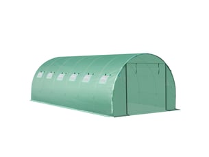 Bâche de serre en polyéthylène avec 12 fenêtres, porte enroulable et bords enterrés, 6 x 3 x 2 m, verte