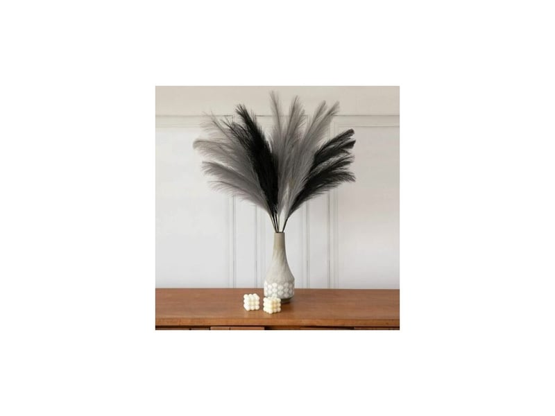  Grande herbe de pampa gris faux 5 tiges extra moelleux faux 70cm bouquet de fleurs plume salon home decor boho home decor grand vase table fleur mariage, gris  - Conforama B