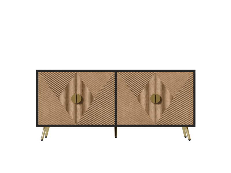 Armoire multifonction noire avec bureau, led et appli, portes vitrées, étagères ajustables et panneau perforé - salon  - Conforama A