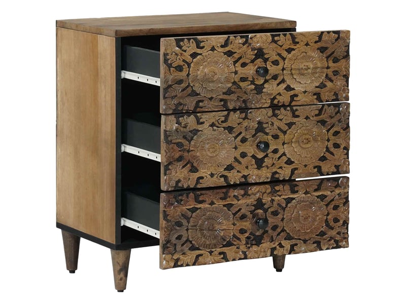  Table de chevet marron 50 x 33 x 60 cm bois de mangue massif  - Conforama A