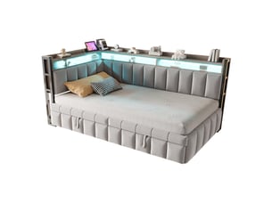 Lit gigogne 90x190/200 cm OKWISH coloris gris