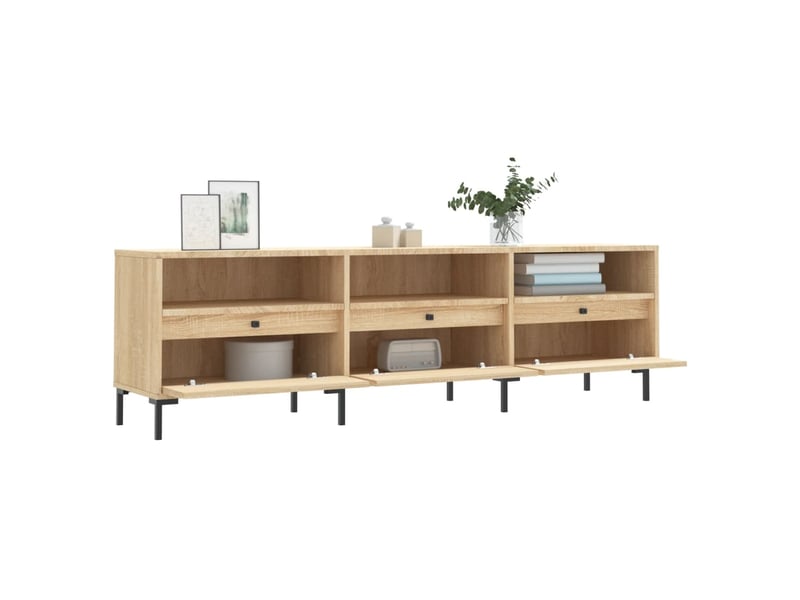  Meuble tv - banc tv - meuble de rangement chêne sonoma 150x30x44,5 cm bois d'ingénierie  - Conforama D