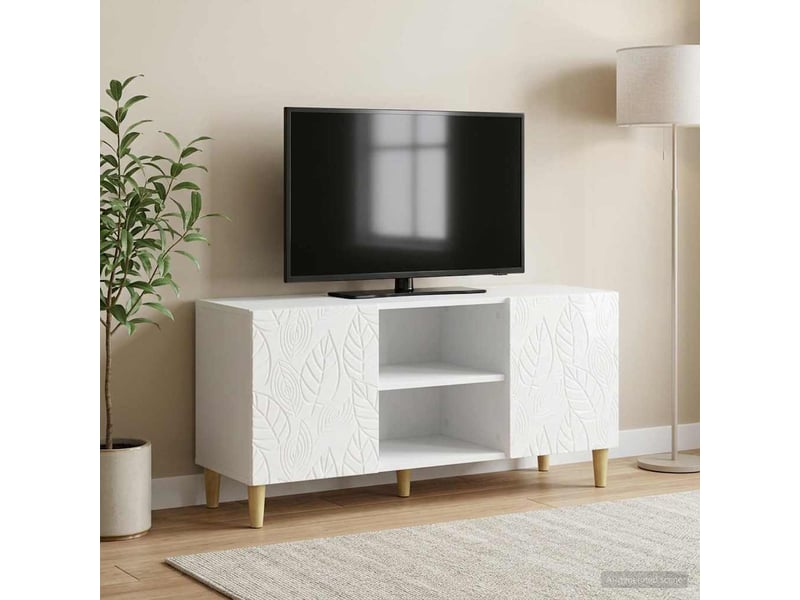  Meuble tv - banc tv - meuble de rangement 102 x 34,5 x 50 cm blanc brillant bois d'ingénierie  - Conforama B