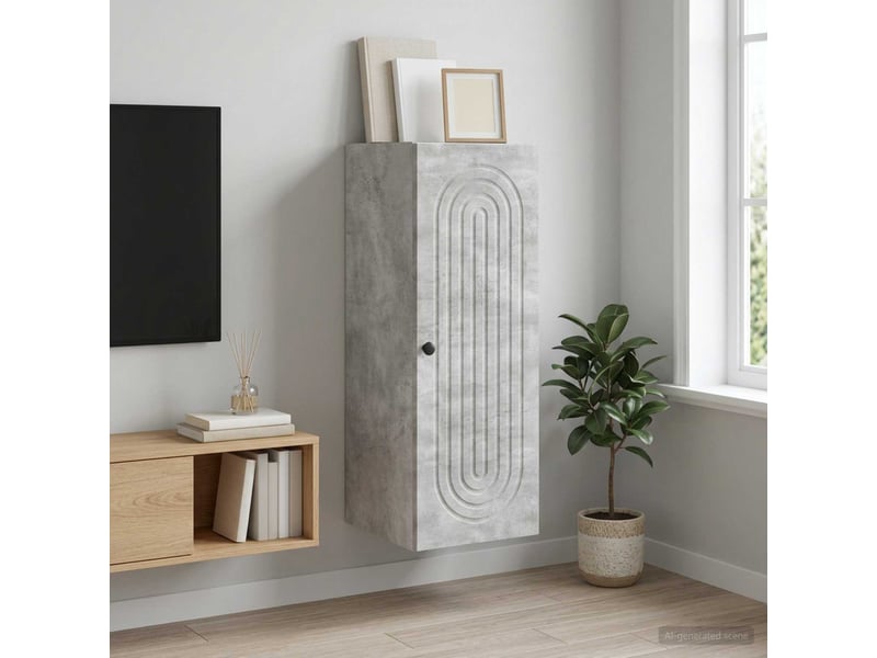  Armoire murale salon gris béton 33x34,5x90cm bois d'ingénierie shl4586  - Conforama B