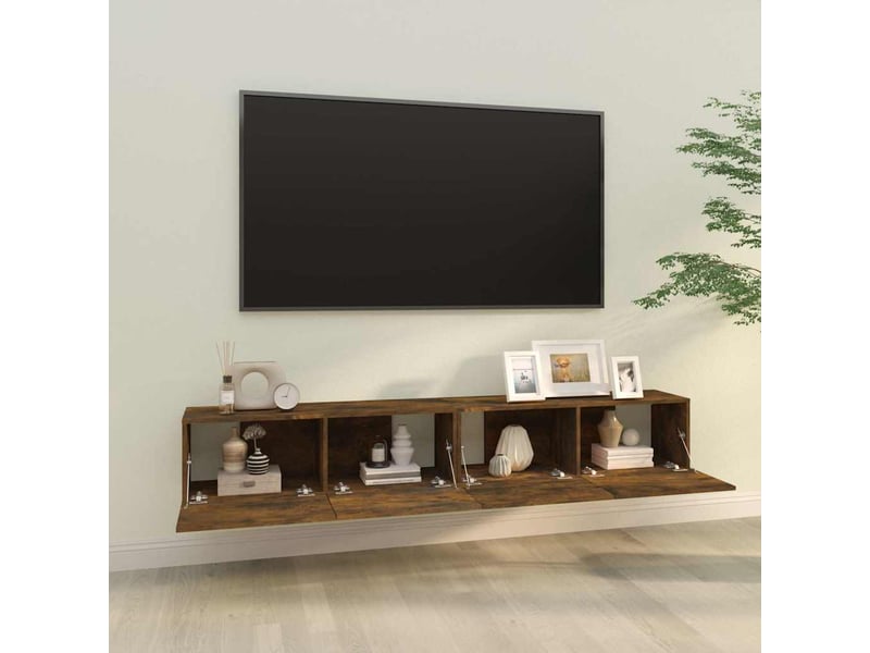  Meubles tv - banc tv - meuble de rangement muraux 2pcs chêne fumé 100x30x30cm bois d'ingénierie  - Conforama C