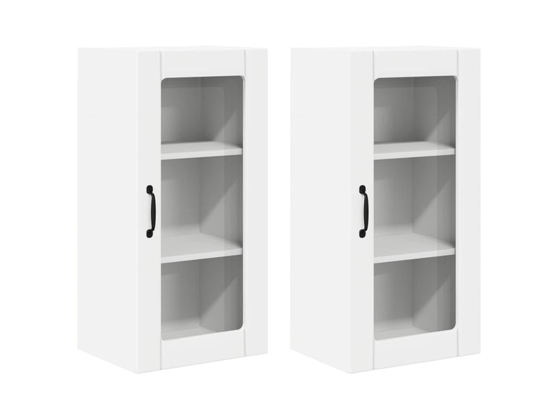  Meuble mural de cuisine, cabinet en verre mural 2 pcs blanc bois d'ingénierie shl6820  - Conforama A