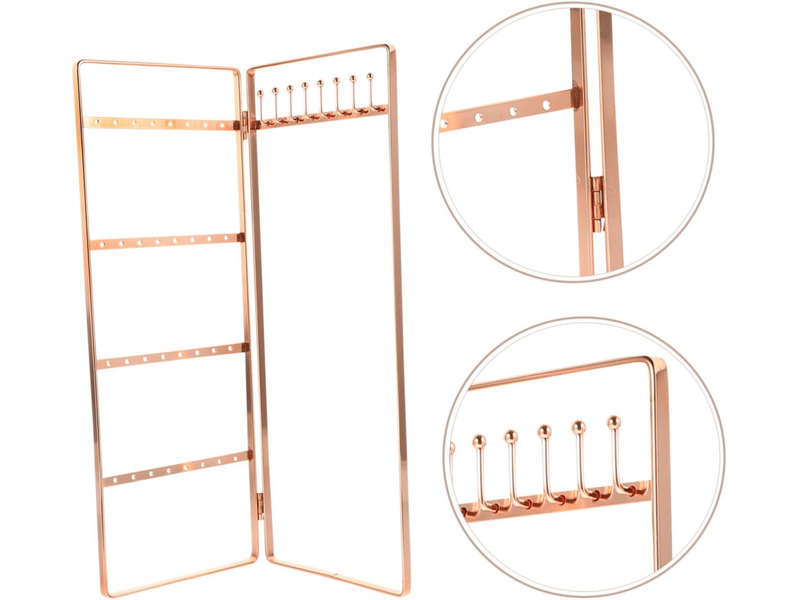 Présentoir à bijoux et boucles d’oreilles en fer, porte-bijoux de table rose doré, grand format, organisateur polyvalent pour colliers et accessoires - Conforama E