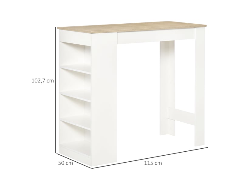  Table de bar, table haute, mange debout panneau de particules, couleur bois naturel 115x50x102.7cm  - Conforama E