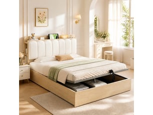 Lit avec rangement 140x200 cm MEULVA coloris naturel