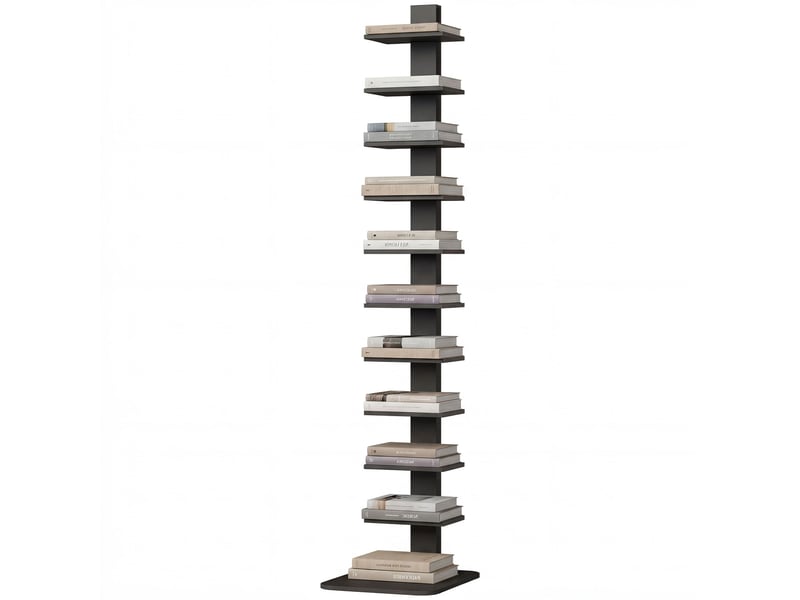 Bibliothèque haute moderne à 11 niveaux, gain de place, style industriel, 34,5 x 41,5 x 163,5 cm, noire  - Conforama B