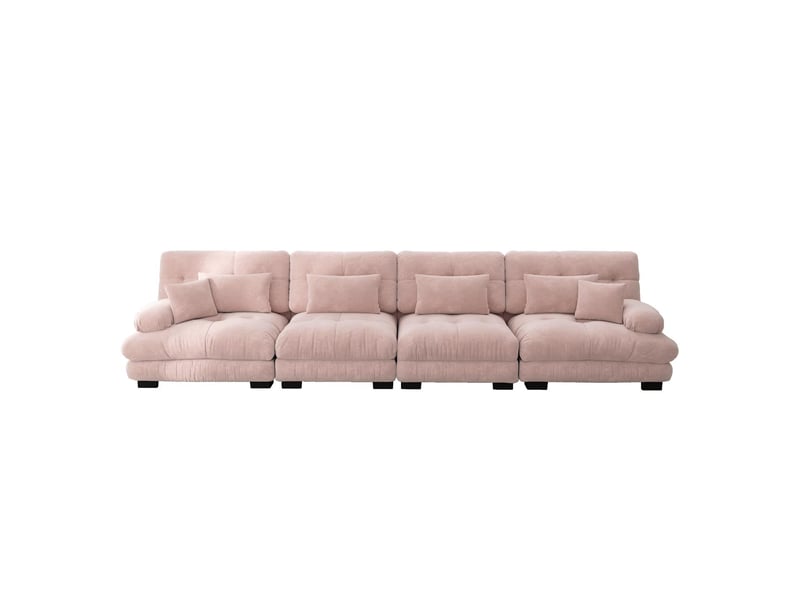  Canapé modulable 4 places en tissu chenille rose W3325S00056 - Conforama A
