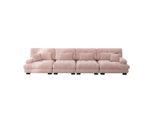 Canapé modulable 4 places en tissu chenille rose