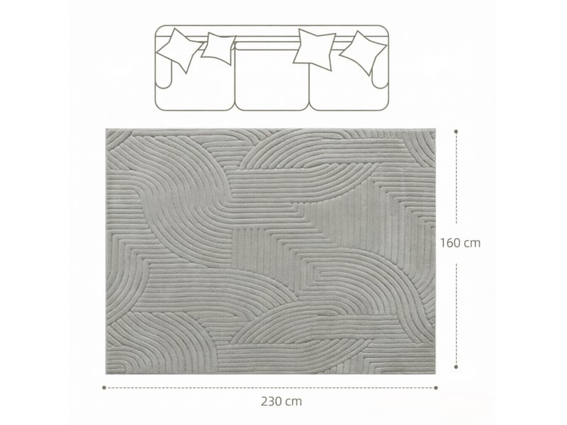  Tapis de salon 230x160 cm géométrique gris  - Conforama E