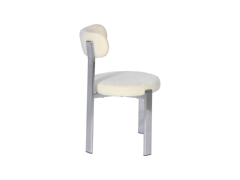  Lot de 2 chaises vintage acier chromé et tissu texturé crème - gloria  - Conforama E