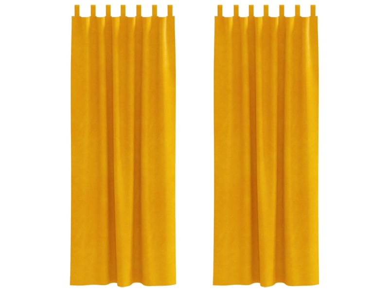 Lot de 2 rideaux, rideaux de fenêtre jaune moutarde 140 x 245 cm velours cf44084  - Conforama A