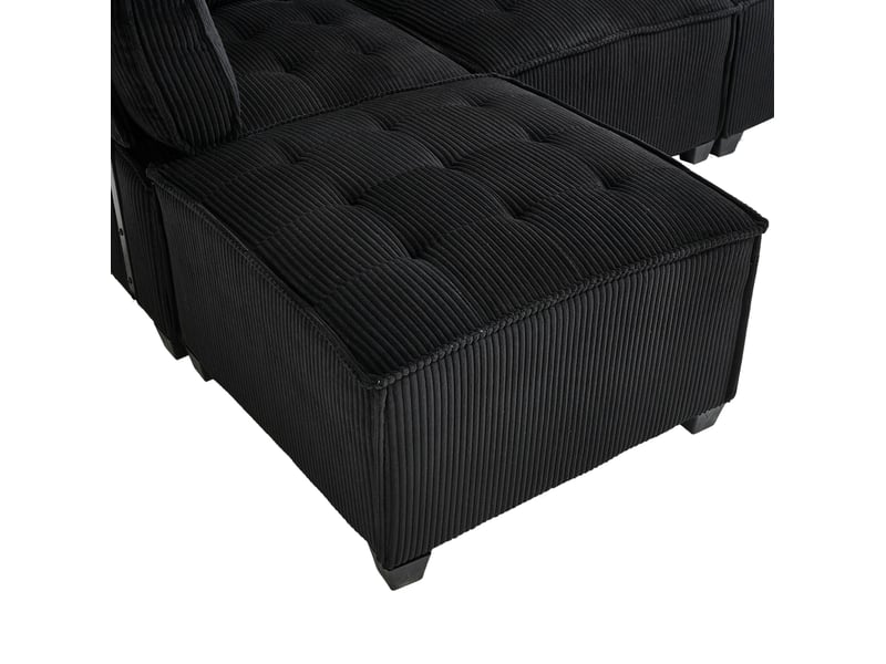  Canapé modulaire 6 places 308x154x81,99 cm structure bois et métal noir  - Conforama D